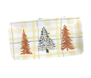 Sandy Pines And Plaid Platter