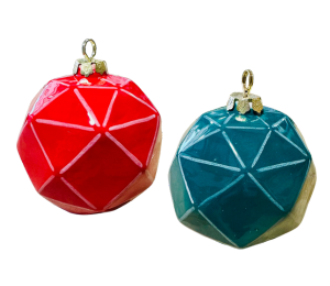 Sandy Jewel Toned Faceted Ornament