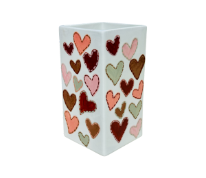 Sandy Quilted Heart Vase